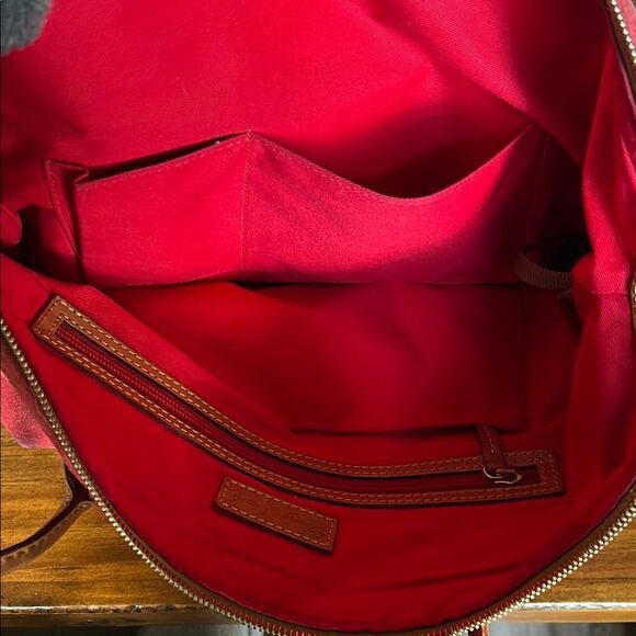 Dooney & Bourke Red Tote with Leather Handles material is suede - Picture 11 of 17